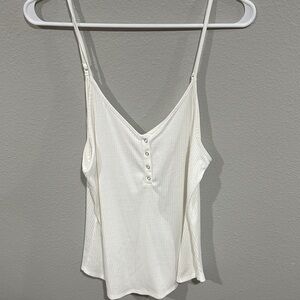Ribbed White Camisole Top